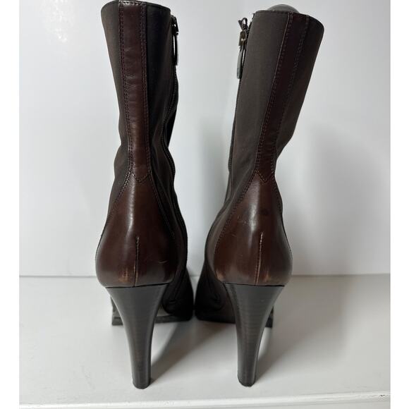 Donald J. Pliner Dona Microfiber Ankle Boots High Heel Stretchy Size 8 Brown - Picture 7 of 13